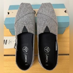 TOMS Alpargata Black Repreve Soft Heathered Knit Shoes Womens Size 10.